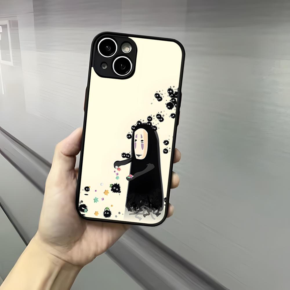 Мультяшный H-Хаяо М-Миядзаки Чехол для телефона Для Iphone 17 16 15 14 13 12 Pro Max Xr Air Plus Ощущение кожи Черный Жесткий чехол