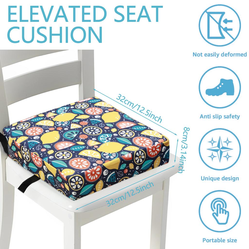 Non Slip Kids Booster Seat Child Dining Table Booster Seat with Adjustable Safety Belt & Fastening Strap Cartoon Booster Cushion