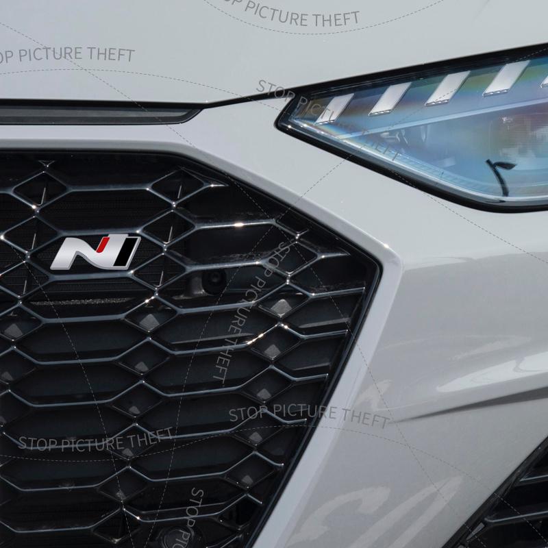 1Pcs 3D Metal N Logo Grille Emblem Badge Car Rear Tail Bumper Trunk Sticker For Hyundai N Line Elantra Santa Fe Sonata Tucson c1