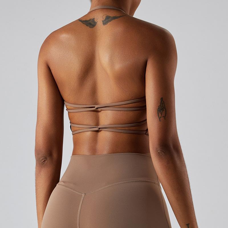 Новый сексуальный спортивный топ с подвеской на шее, женский бюстгальтер для йоги, быстросохнущий, красивая спина, бюстгальтер для бега и фитнеса, костюм для йоги