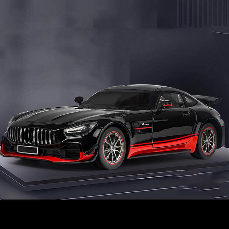 1:18 Mercedes Benz AMG GTR Alloy Sports Car Diecast Model Sound & Light Simulation Toy Collect Ornaments Gifts Birthday Present
