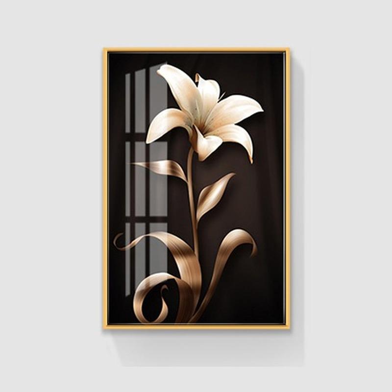 Abstract Black Golden Flower Luxury Poster Nordic Art Plant Leaf Canvas Painting Modern Wall Picture for Living Room Decor