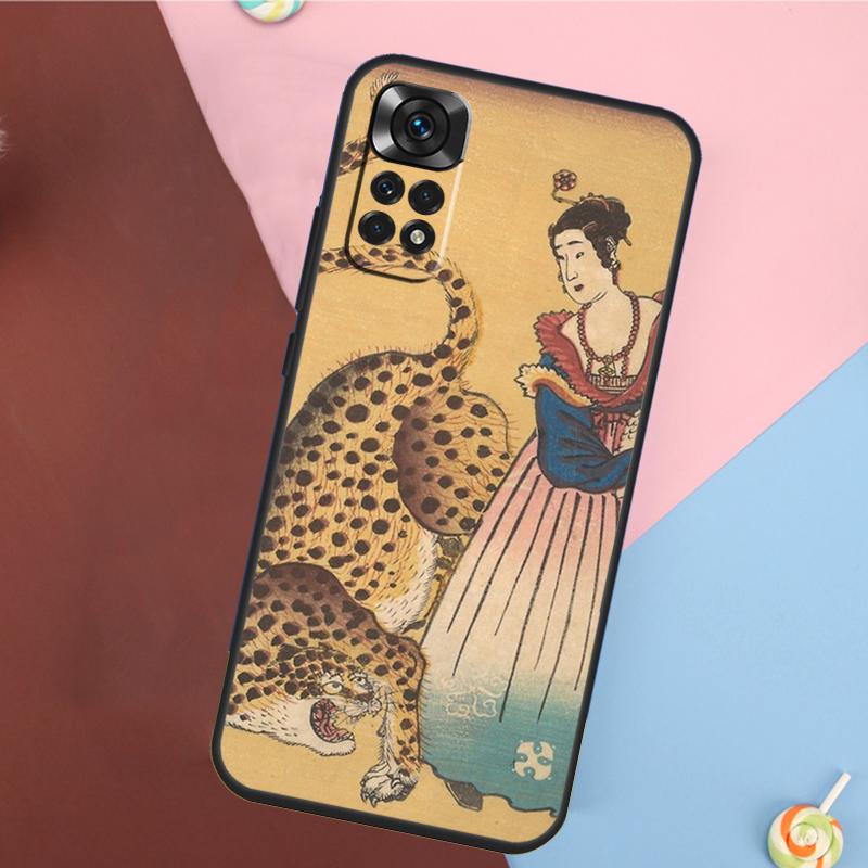 Японское искусство укиё-э Пантера Тигр Чехол Для Xiaomi Redmi Note 14 13 12 9 10 11 Pro 9S 10S 11S 12S Redmi 14C 10C 12C 13C Чехол