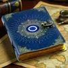 Ручная работа Кожаный дневник со сглазом: Сине-золотая Книга Теней