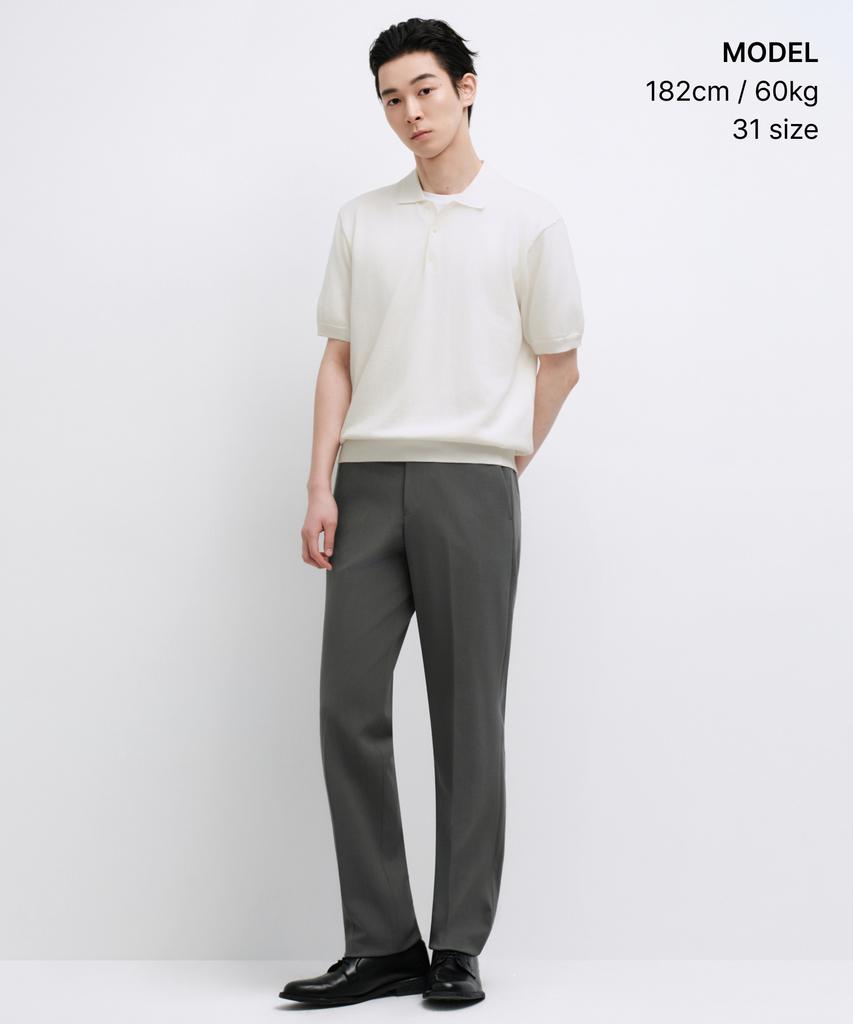 MUSINSA STANDARD Semi-Wide Hidden Banding Slacks [Light Khaki]
