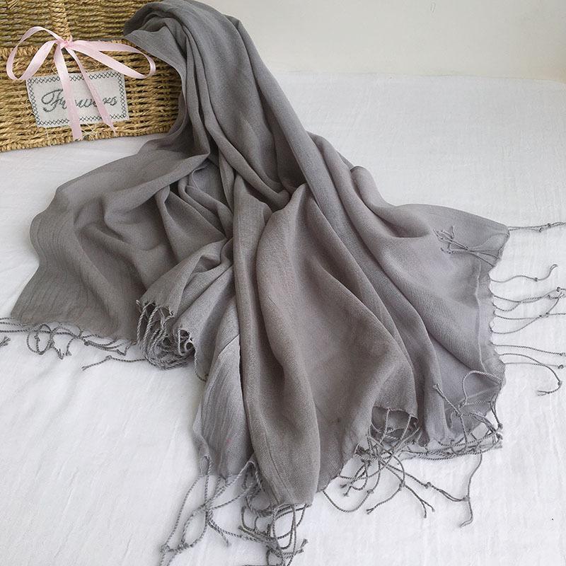 Dye Cotton Women Scarf High Quality Gradient Long Cotton Shawl Four Seasons Thin Casual Scarf For Lady