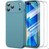 Protective Case - BOOLING - for iPhone 17 Pro Max - Ultra-Thin Lightweight Silicone Green Blue - 2 Glass Screens