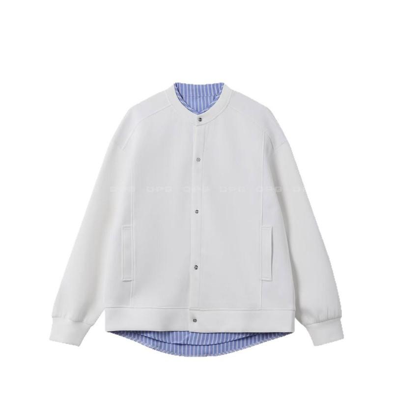 Mens Striped Open Front Cardigan Jacket Trendy Casual Fit Stand Collar Long Sleeve Top