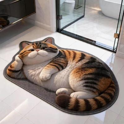 Объемный Котик 3D Стереоскопический Кашемировый Коврик для Ног – Мягкий, Удобный Коврик для Ванной с Теплоизоляцией