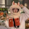 Cute Firefox Hairy Hat Scarf Gloves Integrated Women's Winter Warm Cold Ear Protection Riding