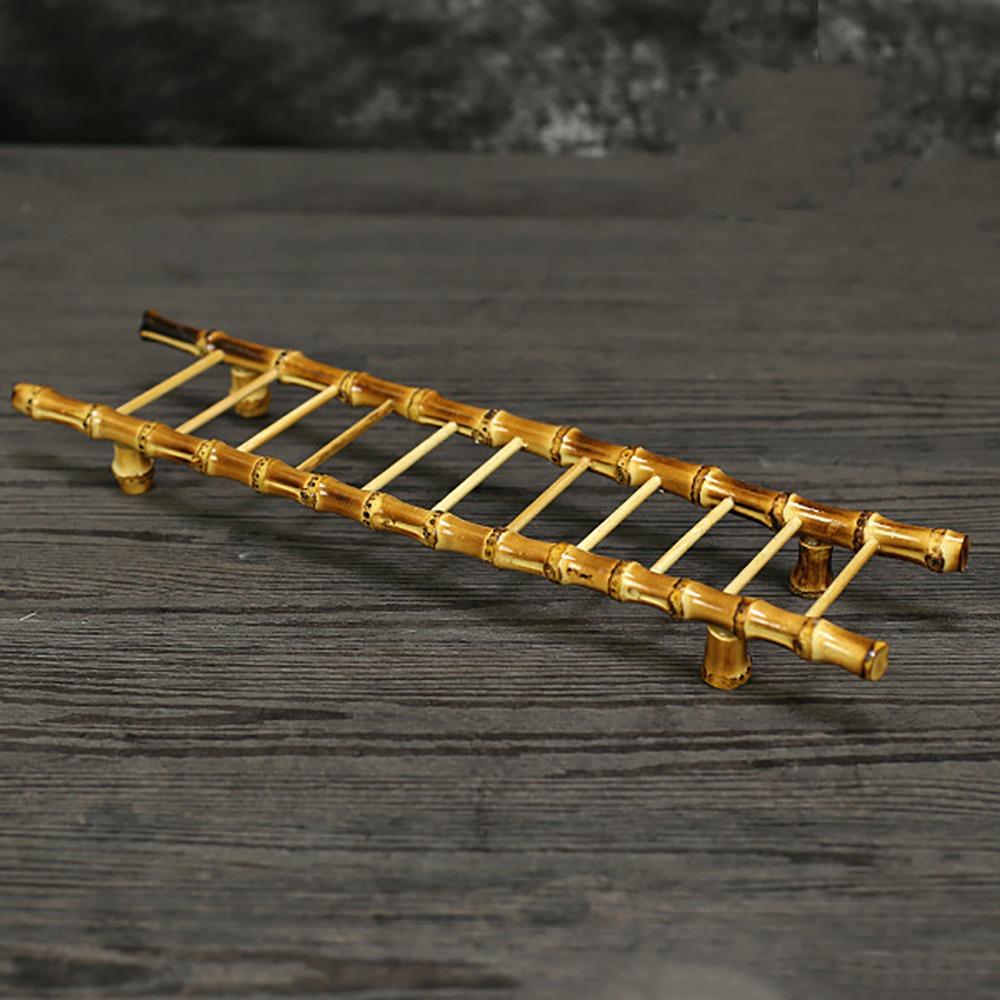 Multi-purpose Bamboo Ladder Cup Holder Yellow Tea Accessories Desktop Ornament