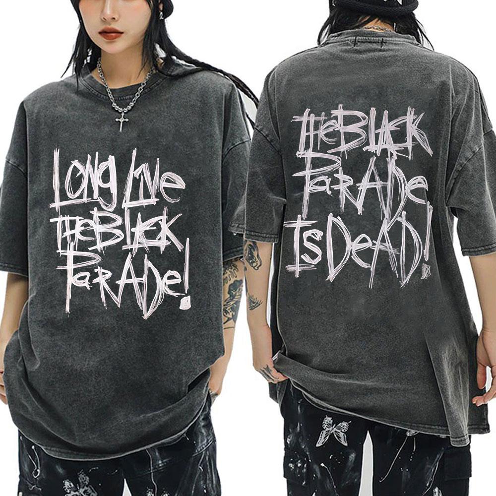My Chemical Romance MCR Группа Стирка Футболка The Black Parade Панк Готика Винтажные Футболки Мужские Женские Хлопок Оверсайз Футболки