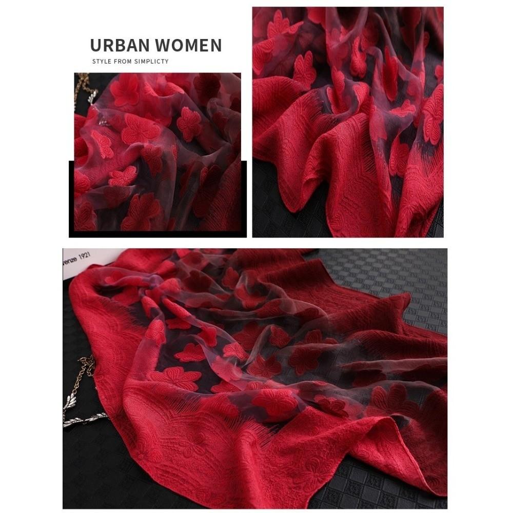 Thin Cut Flowers Scarf Gradient Color Beach Shawl Wrap Fashion Sunscreen Scarf