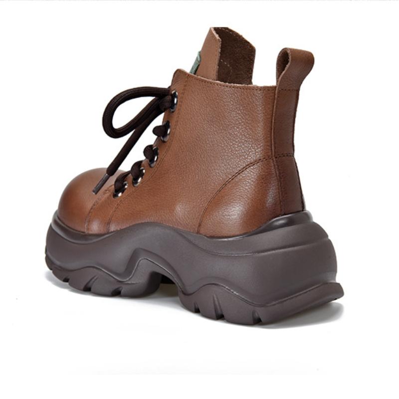 Johnature Ботинки martin на толстой подошве, женская обувь, винтажные короткие сапоги с круглым носком на молнии сбоку и шнуровкой