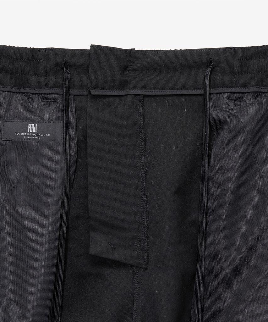 Mind Bridge [Air Cool] Mesh Semi-Wide Cargo Full Elastic Waist Black Half Pants