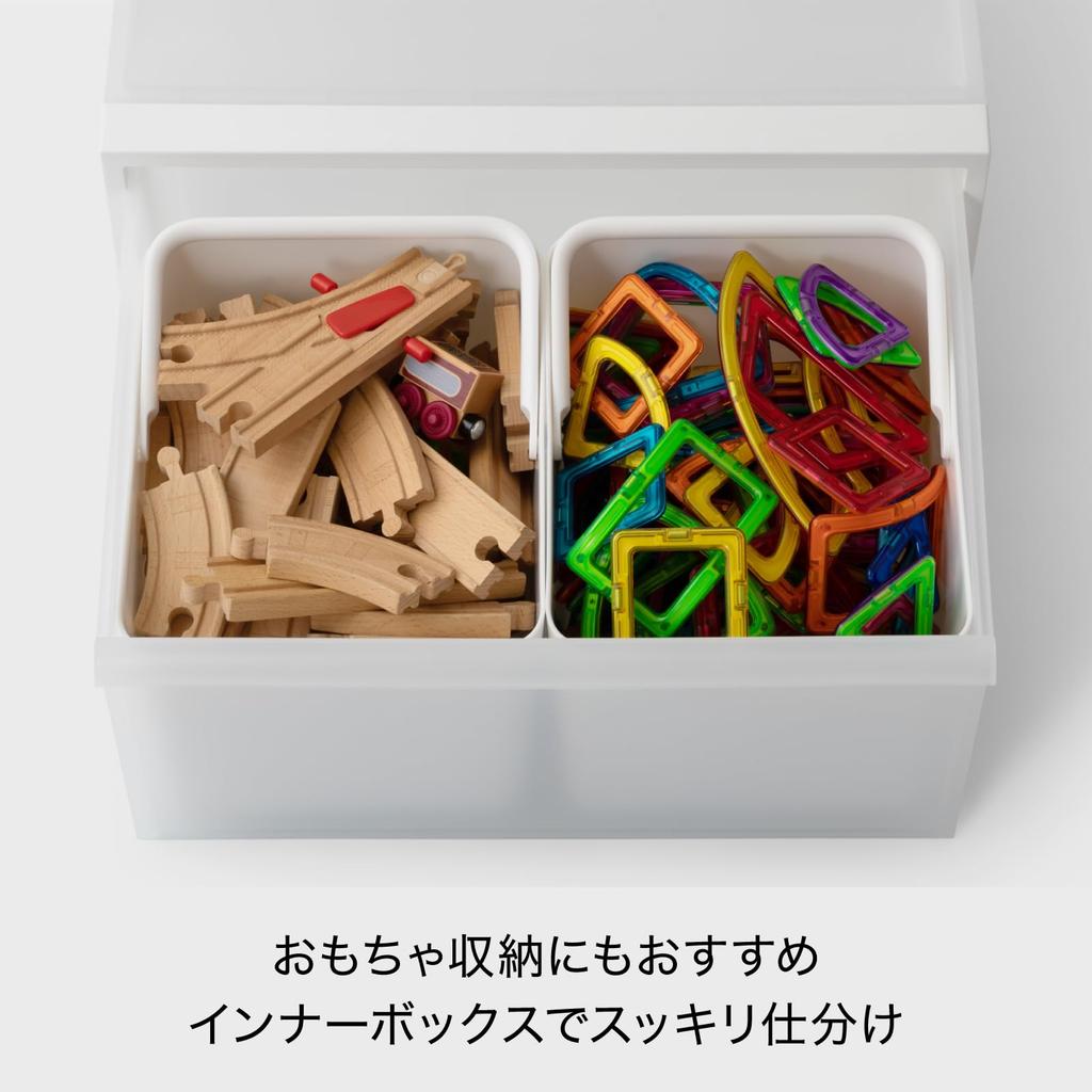 Like-it Storage Boxes with Inner Cases and Handles, Set of 2, Made in Japan, Approx. 8.7" W x 9.8" D x 7.8" H, Wide Storage Case, 2-Piece Set, White,