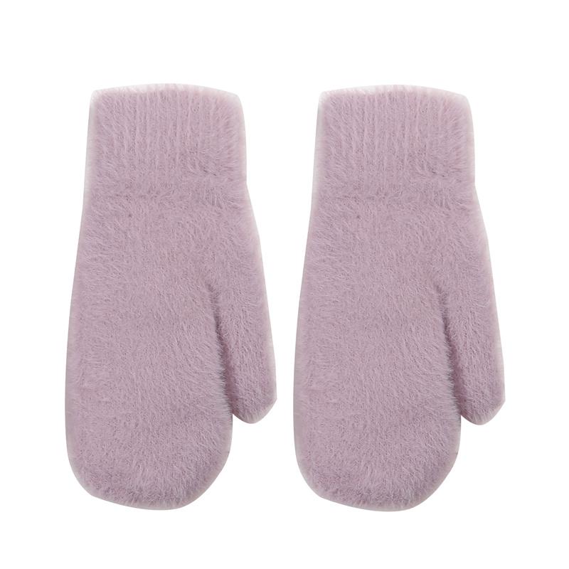 Женские зимние теплые кашемировые однотонные искусственные меховые норки эластичные мягкие варежки с полными пальцами милые перчатки для девочек