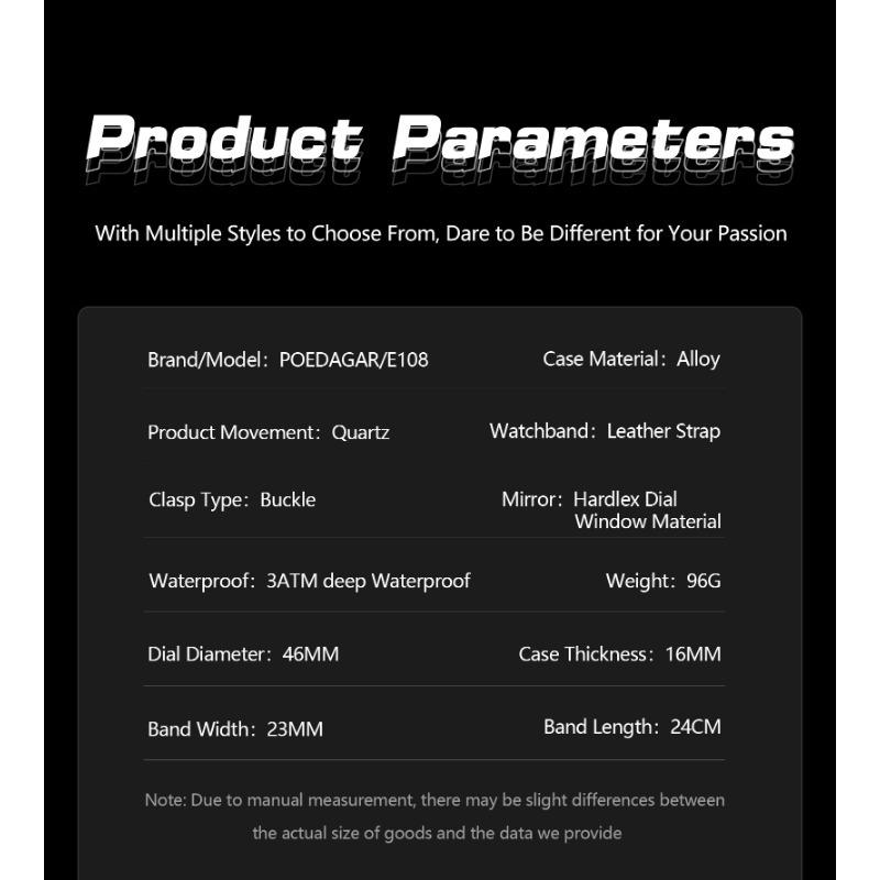 POEDAGAR Роскошные мужские часы Светящиеся Неделя Дата Цифровые LED Кварцевые Часы Будильник Двойное время Электронные часы