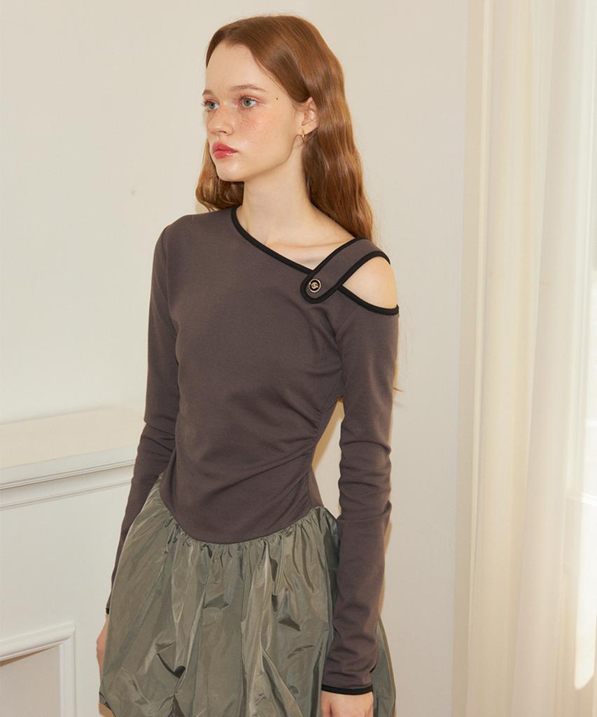 Salon De Yon Off Shoulder Ballet Core Mini Dress_ Gray