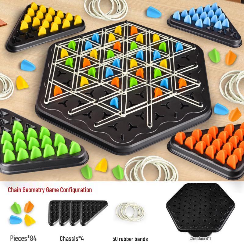 Triangle Chess Rubber Band Toy - Kids' Geometric Thinking Game for Intellectual Development and Parent-Child Interaction