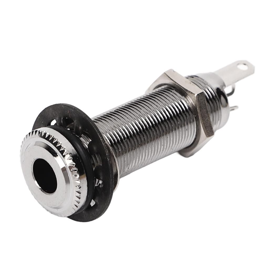 Guitar Threaded Jack Replacement Brass Straight Output Endpin for Electric Guitar Bass Silver