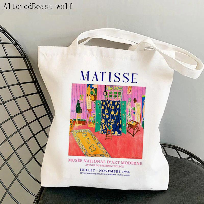 Женская сумка-шоппер Henri Matisse, цветная сумка с цветочным узором, Harajuku, парусиновая сумка-шоппер, сумка для девочек, сумка через плечо, женская сумка