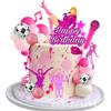 Musical Cake Topper Pink Girl Birthday Cake Decorations 26 Pieces