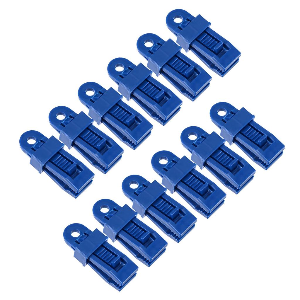 M METERXITY 12pcs Tarp Clip Tent Awning Clamp Fixed Sliding Snap Strong Locking Grip for Outdoor Camping Swimming Pool Blue