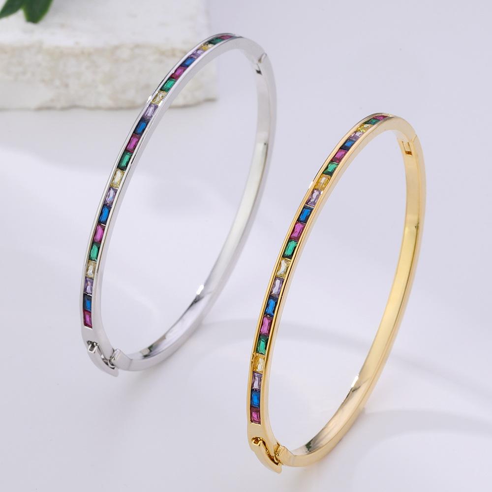 Gypsophila Light Luxury High-end Fashionable Colorful Square Buckle Bracelet for Women
