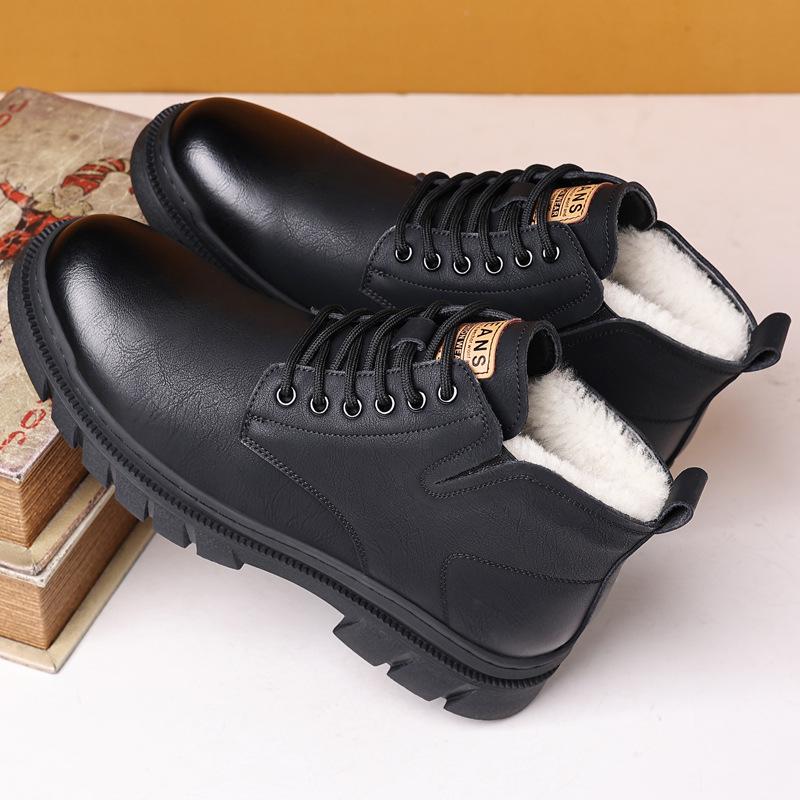 Мужские модные зимние ботинки Martin в стиле ретро — толстые, теплые, нескользящие, средней высоты