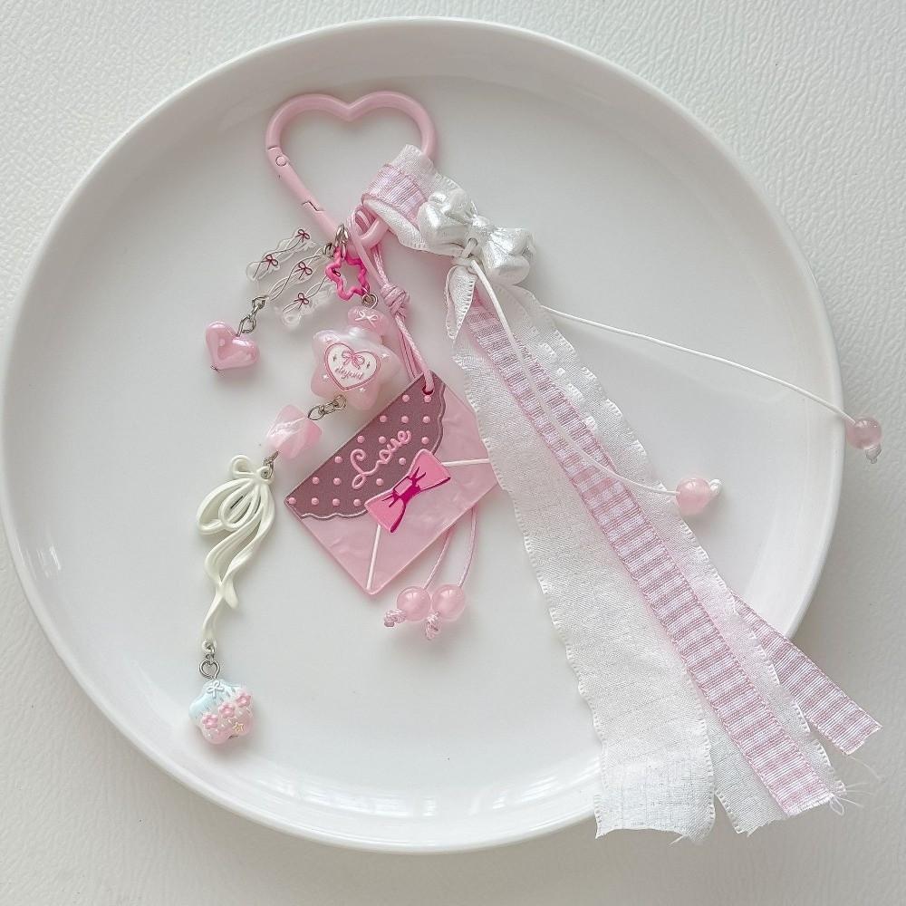 Heart Shape Phone Charms Glitter Resin Key Ring Accessories Bag Charm Korean Sea Salt Style