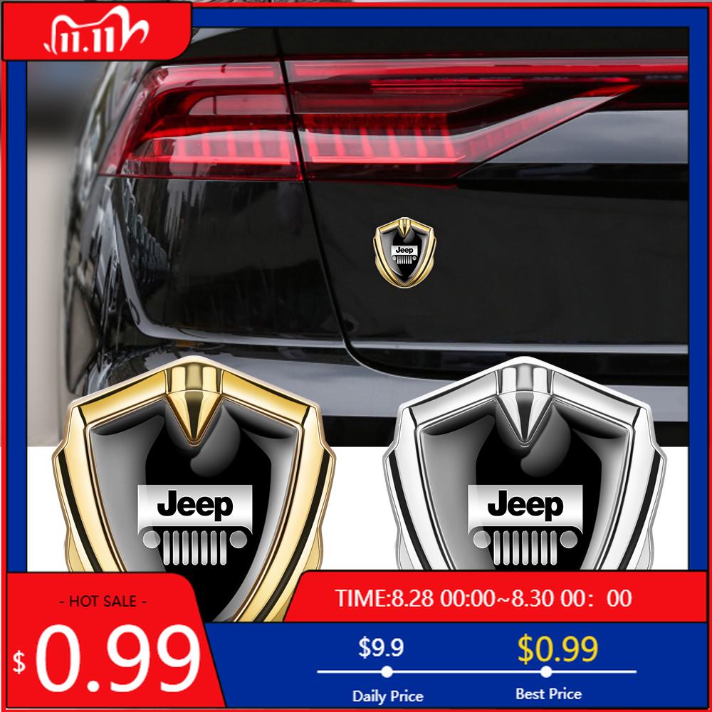 Cup Holders 3D Gold/Silver Shield Logo Car Trunk Badge Sticker car Accessories For Jeep Grand Cherokee Wrangler JK Compass Reneg