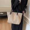 Large Capacity Tote Bag Corduroy Women Solid Color Shoulder Handbag