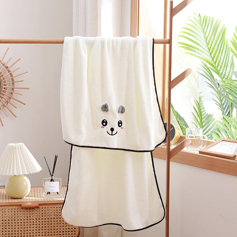 Быстросохнущее полотенце для купания с милым мультяшным принтом для младенцев - мягкое, впитывающее, толстое, коралловый флис