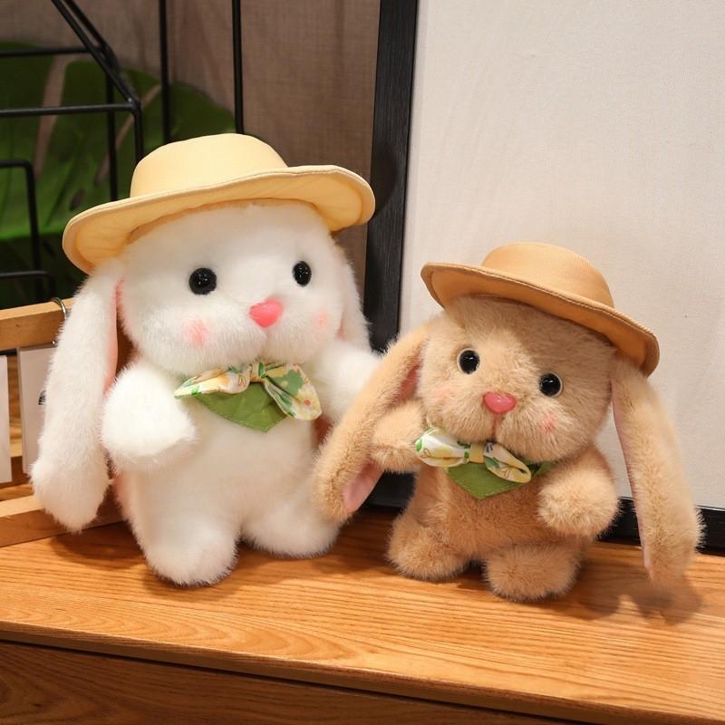 Adorable Plush Pudding Rabbit Toy With Hat Soft White Bunny Doll For Kids And Collectors