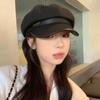 Летний корейский берет в стиле Чжао Лусы для женщин - Восьмиугольная шляпа художника для большой головы черного цвета