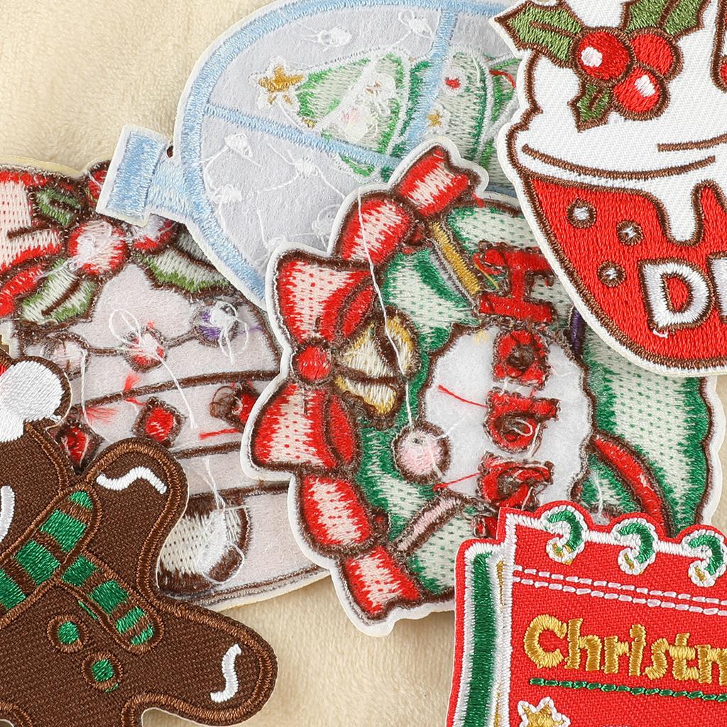 DIY Christmas Cartoon Embroidery Stickers Snowman Stickers Holiday Gift Baby Clothes Doll Stickers