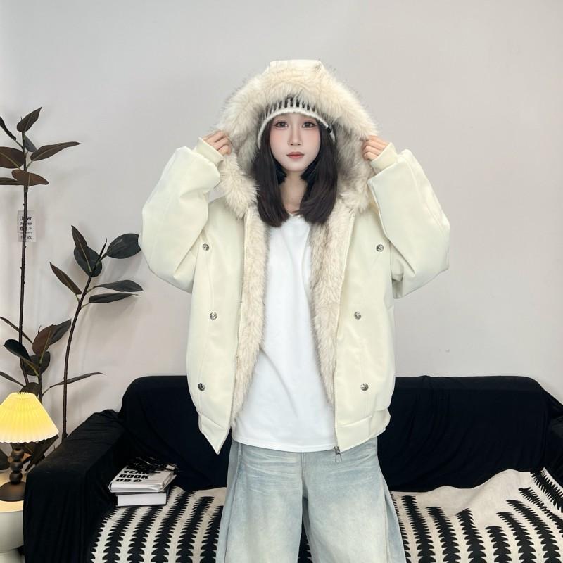 Unisex Winter Hooded PU Leather Padded Jacket Thick Warm Cotton Coat Men Women Loose Fit Casual Outdoor