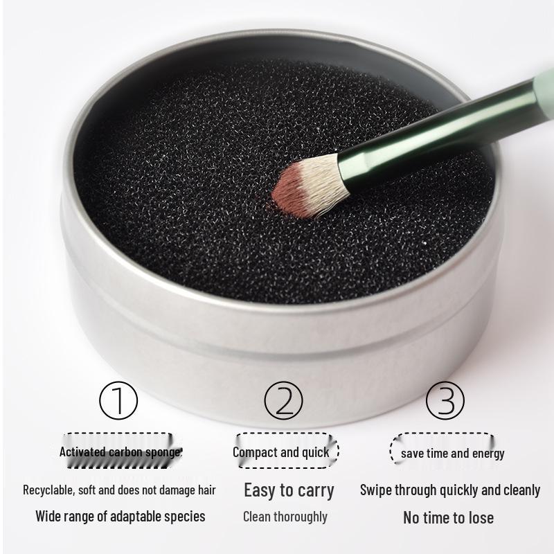 Xinmei Portable Makeup Brush Cleaning Sponge - No-Wash Eyeshadow Brush Cleaner Box