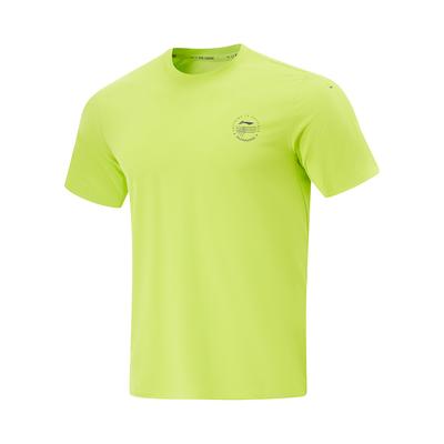 Li Ning Беговая серия Однотонная футболка с круглым вырезом Удобная Дышащая Универсальная Дышащая футболка с коротким рукавом Мужские топы ATSV083-3