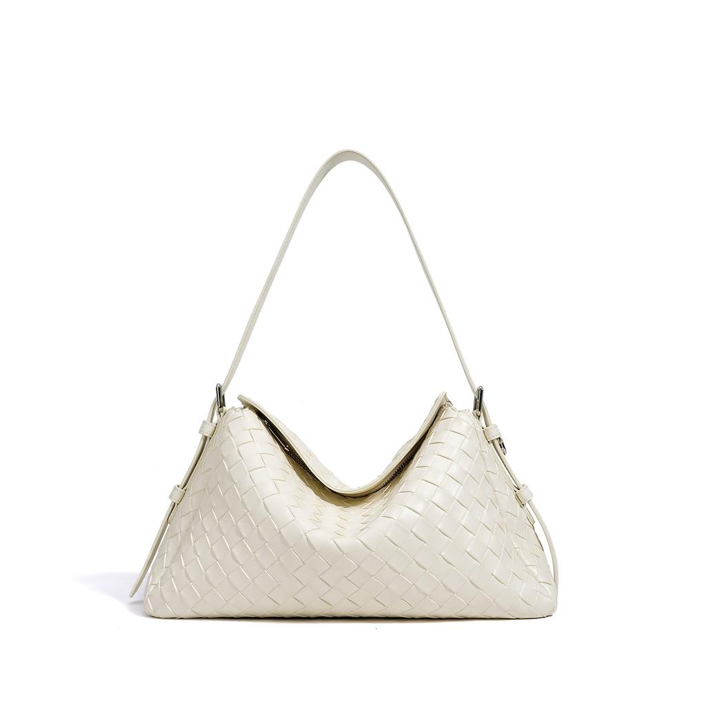 New Shoulder Bag Niche Cowhide Rhombus Messenger Bag Women's High-end Fashion Leather Woven Handbag