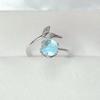 Blue Zircon Mermaid Bubble Symbol Shape Rings for Women Creative Fish Tail Finger Ring Party Girls Gift anillos