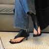 Women's ShoesTrendy and Elegant New Retro Women's Thong Sandals Mid-heel Solid Color Female Designer Elegant High-heeled