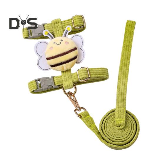 Комплект шлейки и поводка для кошек, регулируемая шлейка для котят с защитой от побега и рисунком пчелы для маленьких и средних кошек и собак на открытом воздухе