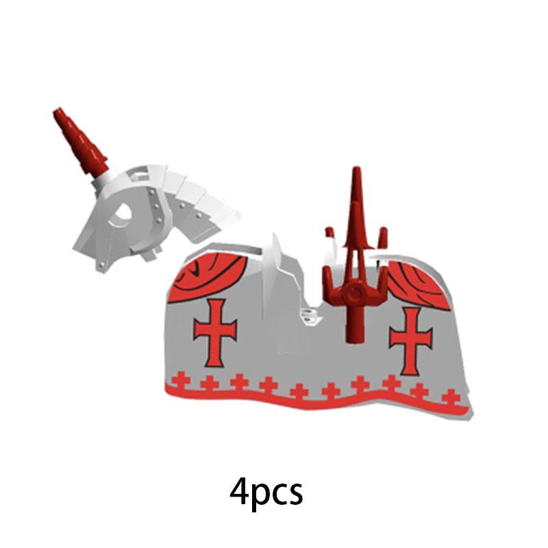 MOC Medieval Military Series Castle Roman Knight Horse Saddle Soldiers War Horses Building Block Accessories Kids Education
