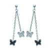 [G1222] - Серьги «Бабочка» серебряные черно-белые (родиевое покрытие) - 42х6 мм