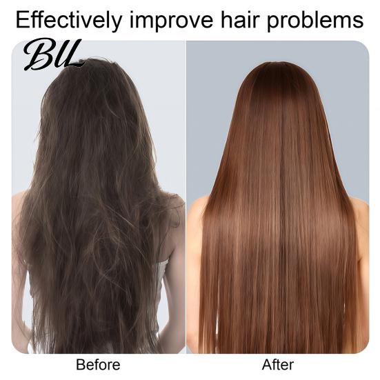 Frizz Control Hair Brush 2-in-1 Portable Straightener Brush, Curling Straightening Comb with 3 Temperature Settings, USB Rechargeable Electric