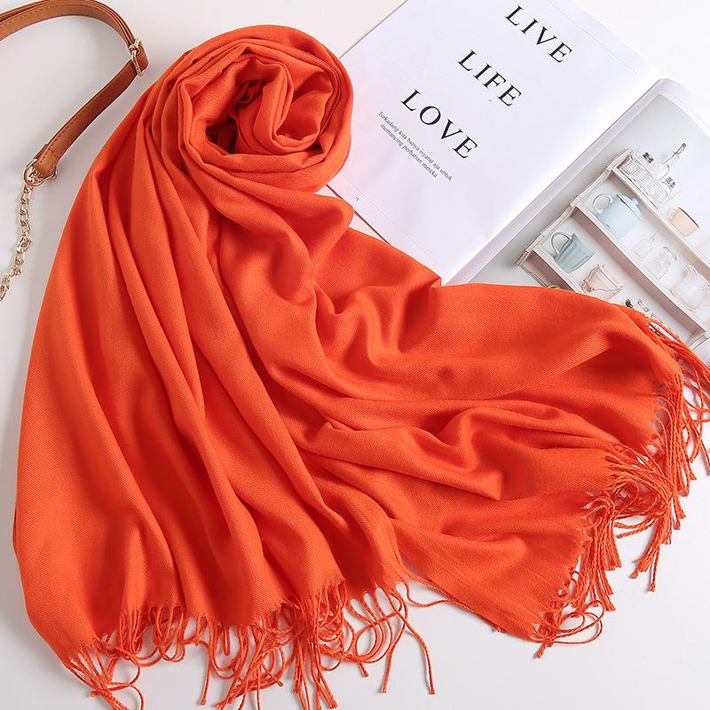 Осенне-зимний новый женский кашемировый шарф, однотонный, имитация кашемира, толстый вышитый кашемировый платок