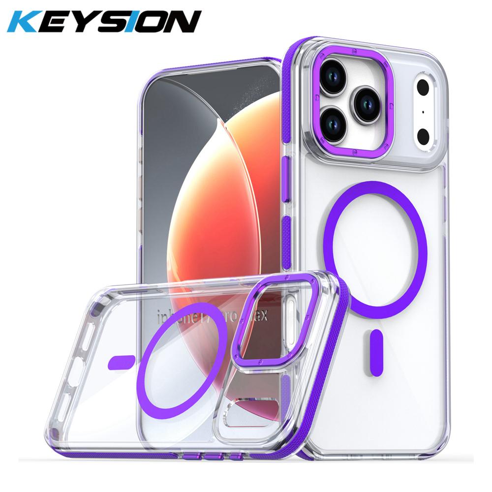 KEYSION Прозрачный магнитный чехол HD для MagSafe для iPhone 17 Pro Max Беспроводная зарядка Ударопрочный чехол для телефона для iPhone17 Air