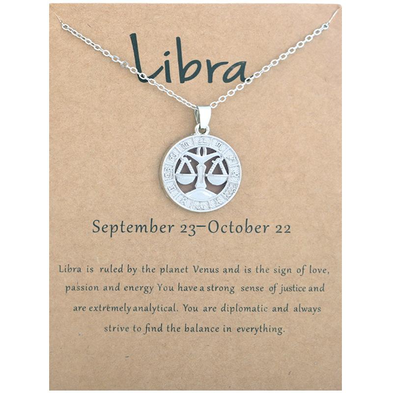 12 Zodiac Signs 3D Image Pendant Necklace Ins In Stock Zodiac Card Collarbone Chain